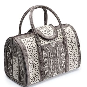 Laga Designs Elegant Brown and Cream Handbag Banda Style Bag